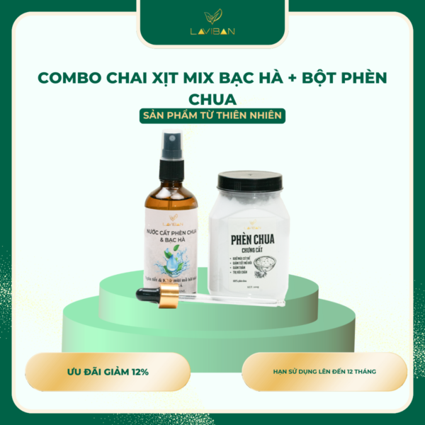 Combo chai xịt mix bạc hà + bột phèn chua