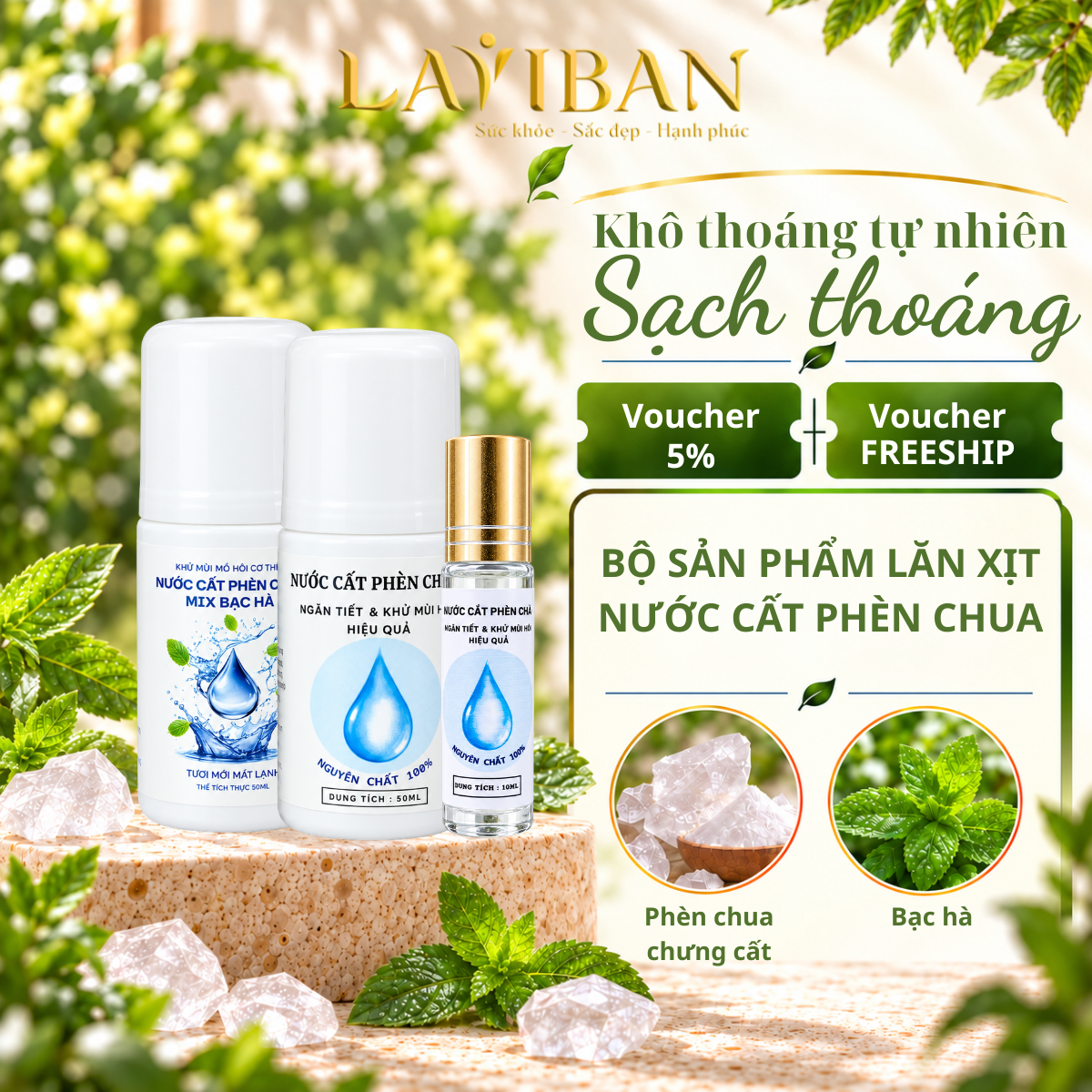 Chai Lăn Nước Cất Phèn Chua